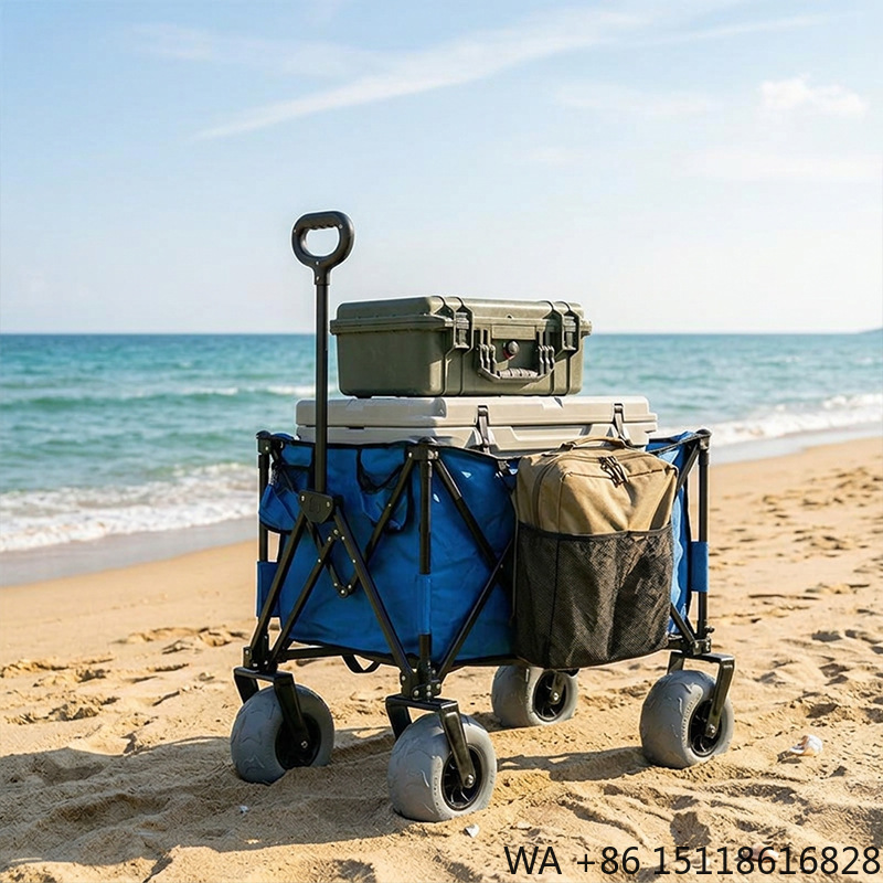 Outdoor Furniture Metal - عربة شاطئ معدنية قابلة للطي مع