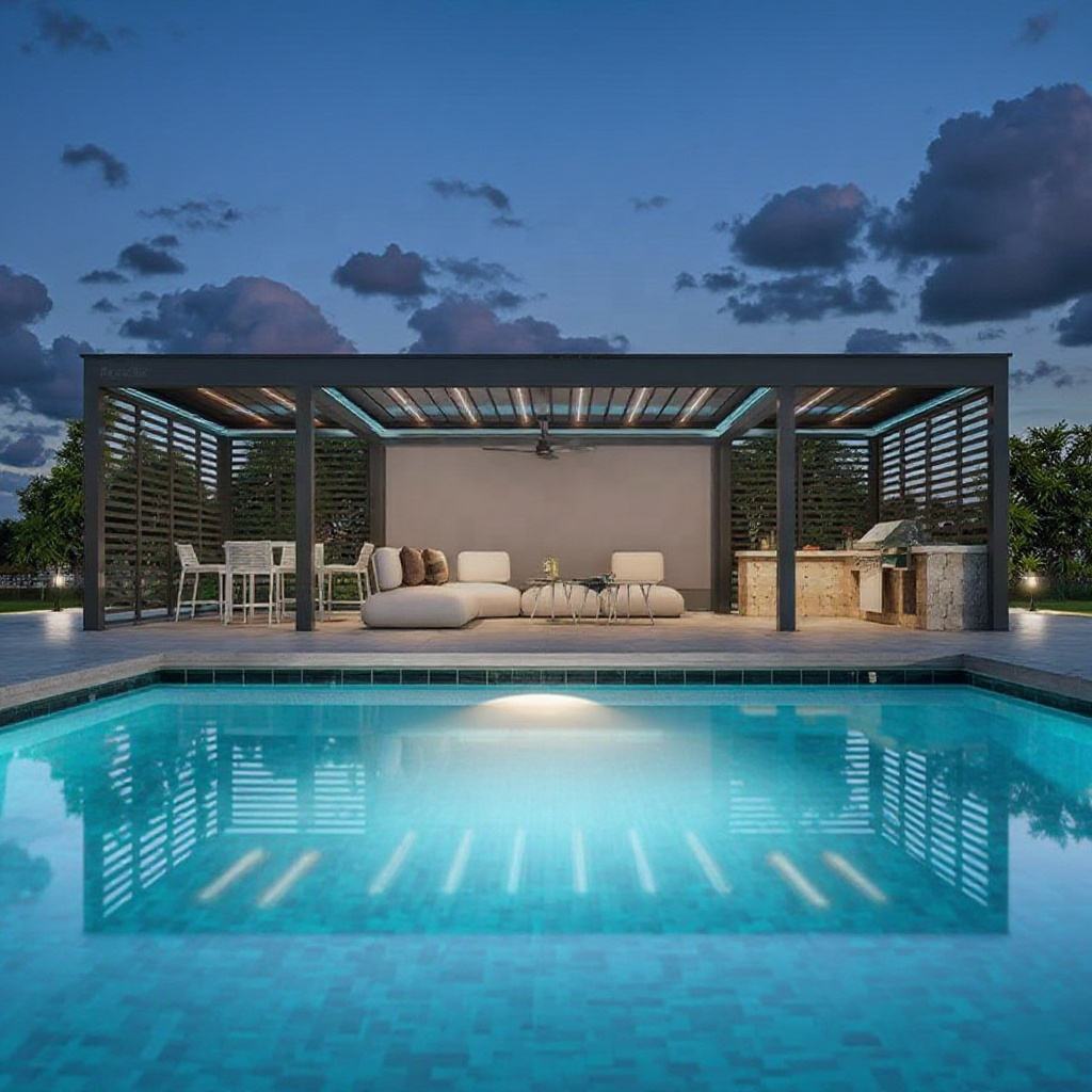 Outdoor Furniture Metal - بيرجولا مستطيلة من سبائك الألومنيوم بأحجام