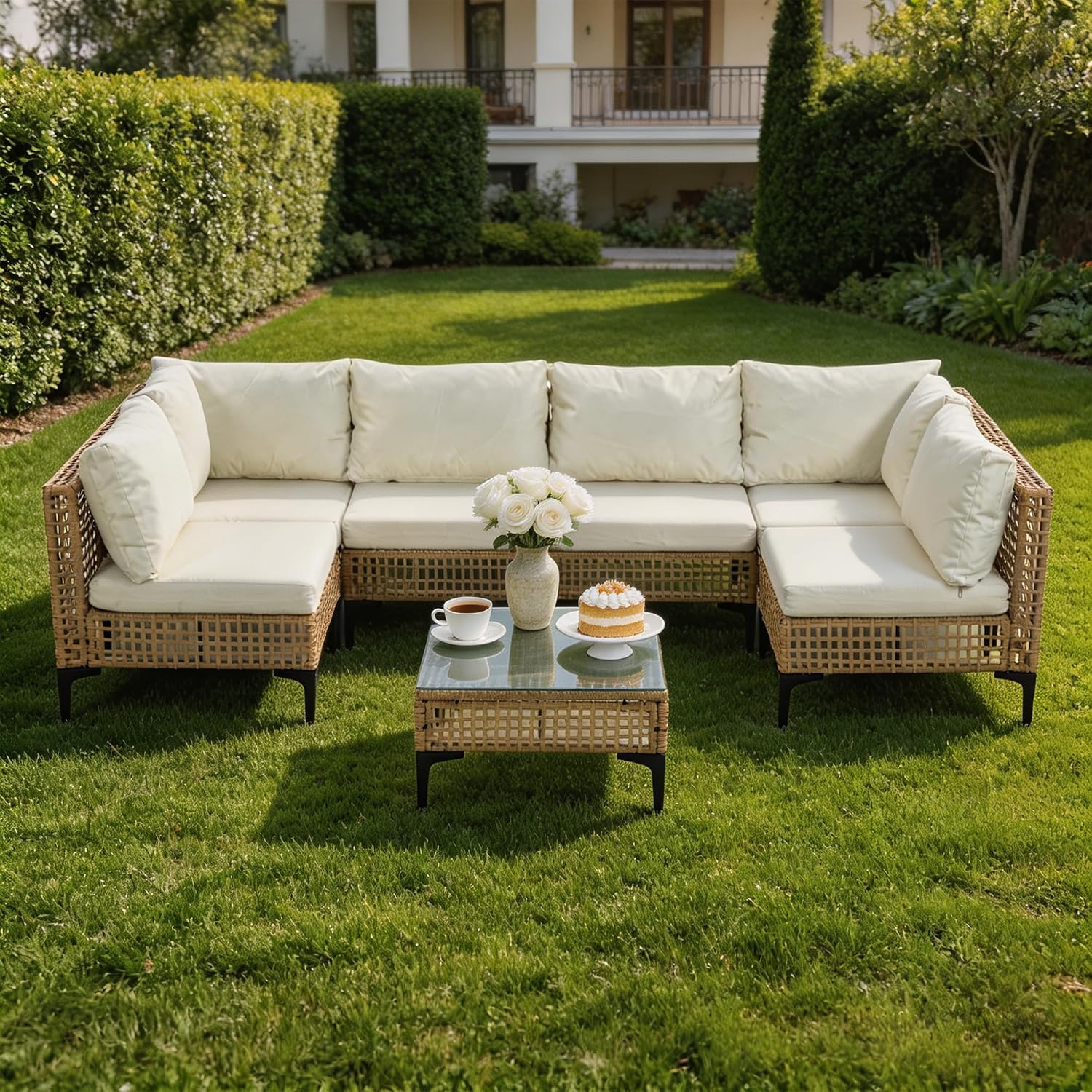طقم أثاث خارجي مكون من 7 قطع،  - مراجعة Outdoor Furniture Luxury وسعره