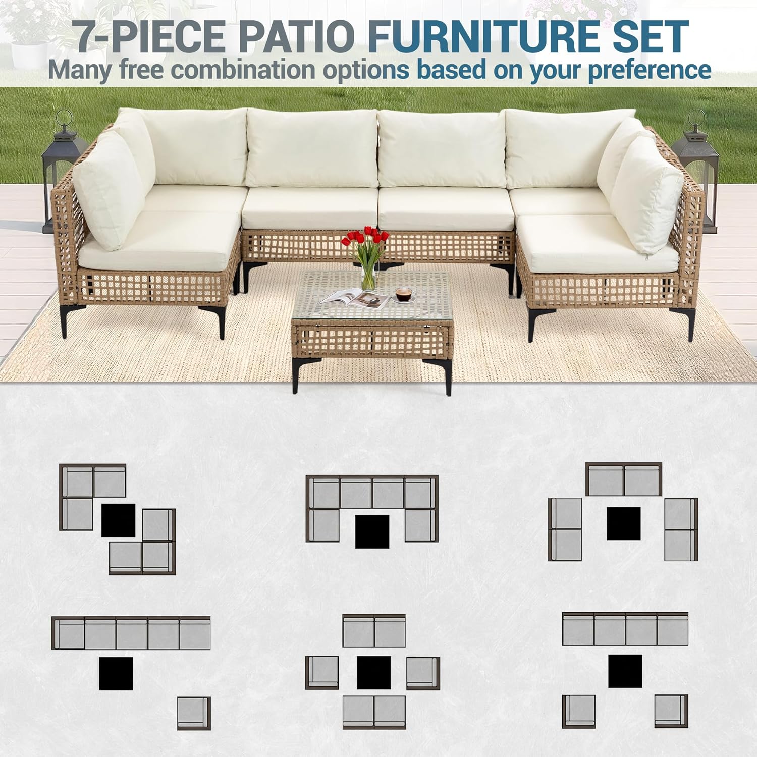 طقم أثاث خارجي مكون من 7 قطع،  - مراجعة Outdoor Furniture Luxury وسعره