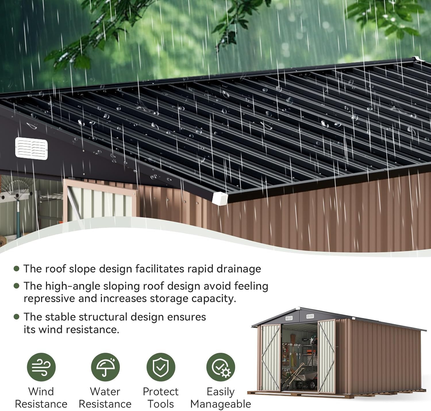مخزن تخزين خارجي مقاس 12 × 10  - مراجعة Outdoor Furniture Metal وسعره